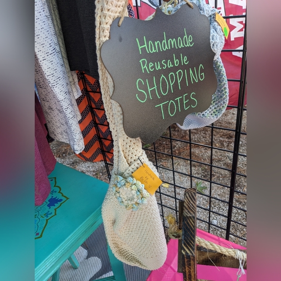 🌈 NEW Market Shopping Tote Reusable Boho HANDCRAFTED Crochet - Picture 2 of 7